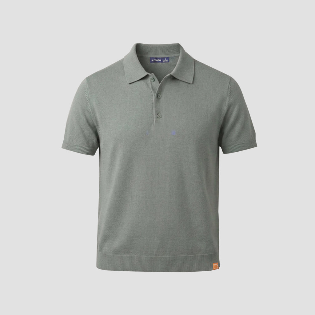 LIGHT WEIGHT KNIT POLO (Sage Green)