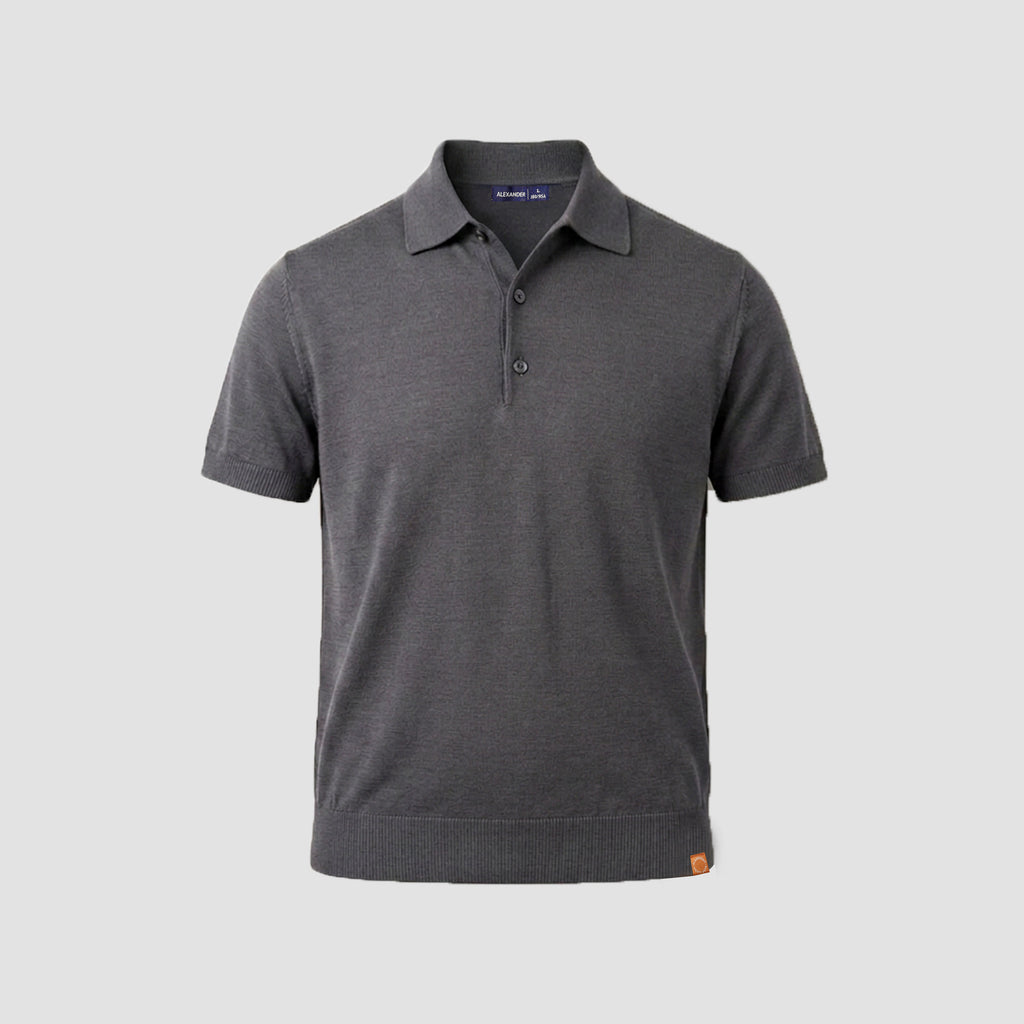 LIGHT WEIGHT KNIT POLO (Grey)