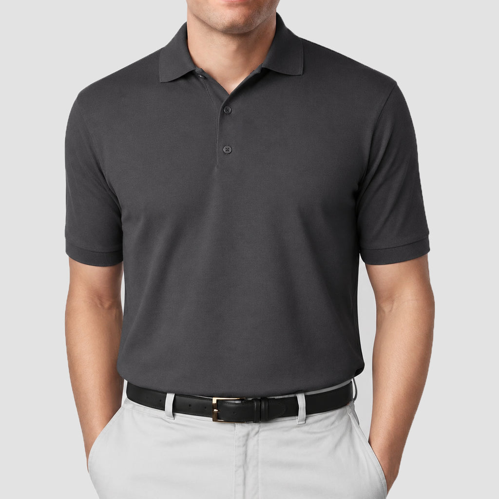 LIGHT WEIGHT KNIT POLO (Grey)
