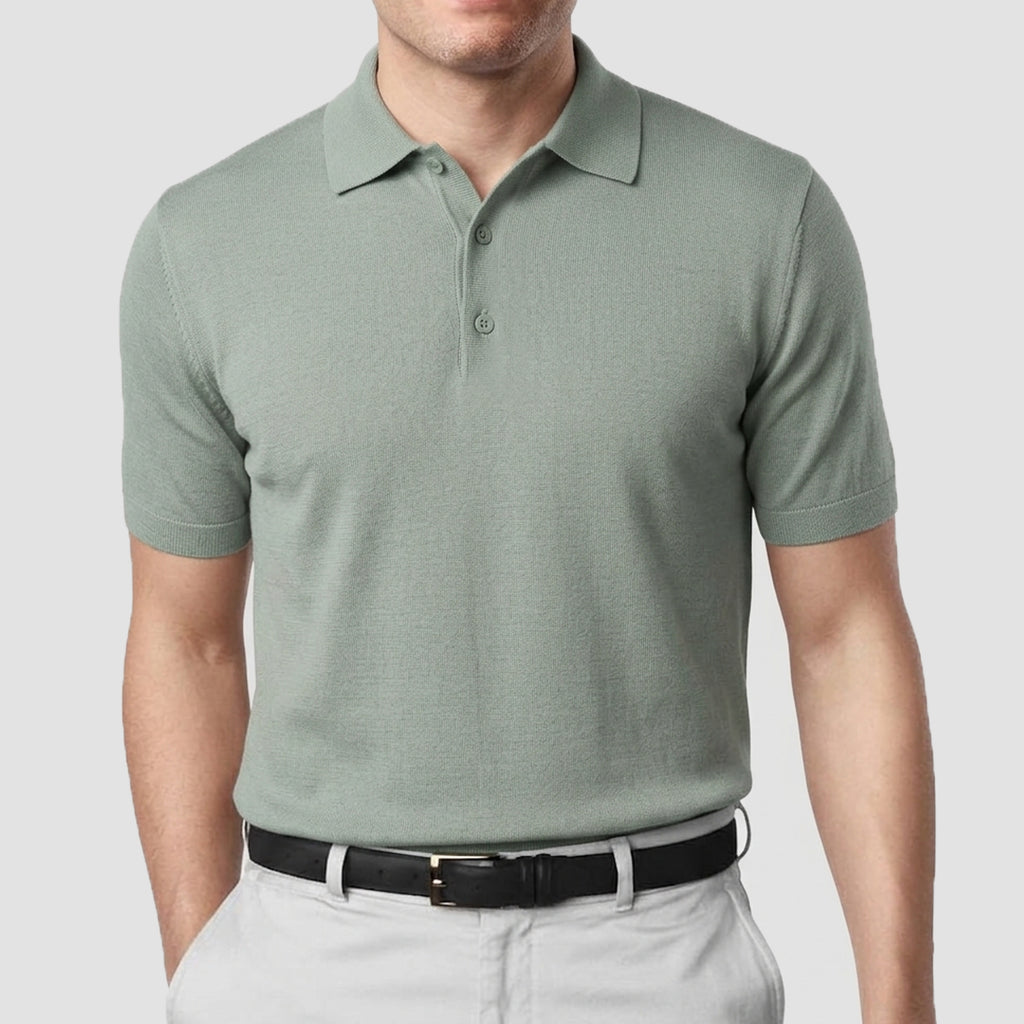 LIGHT WEIGHT KNIT POLO (Sage Green)