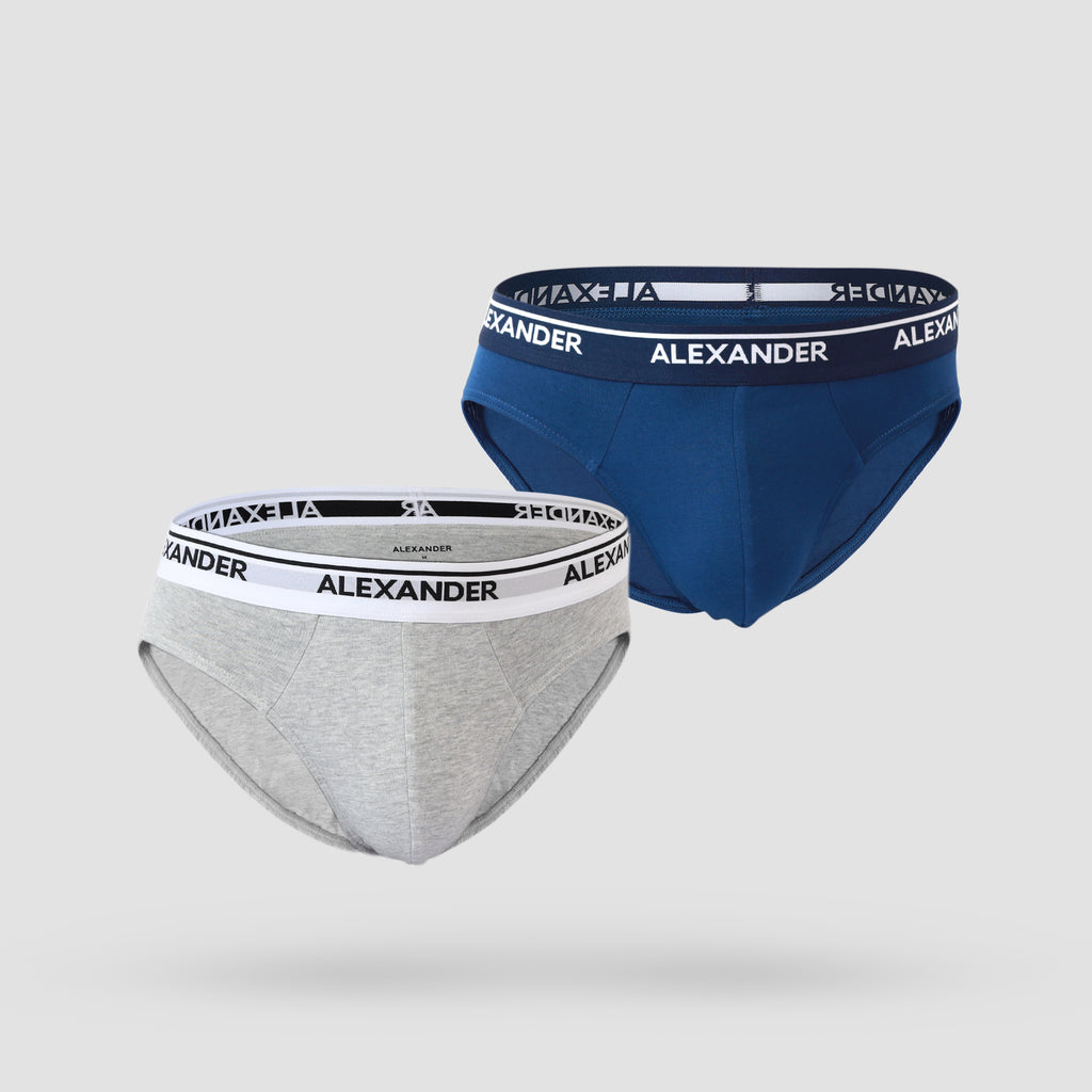 𝐌𝐞𝐧'𝐬 Cotton Brief   2-𝐏𝐢𝐞𝐜𝐞s  ( Gray & Navy )