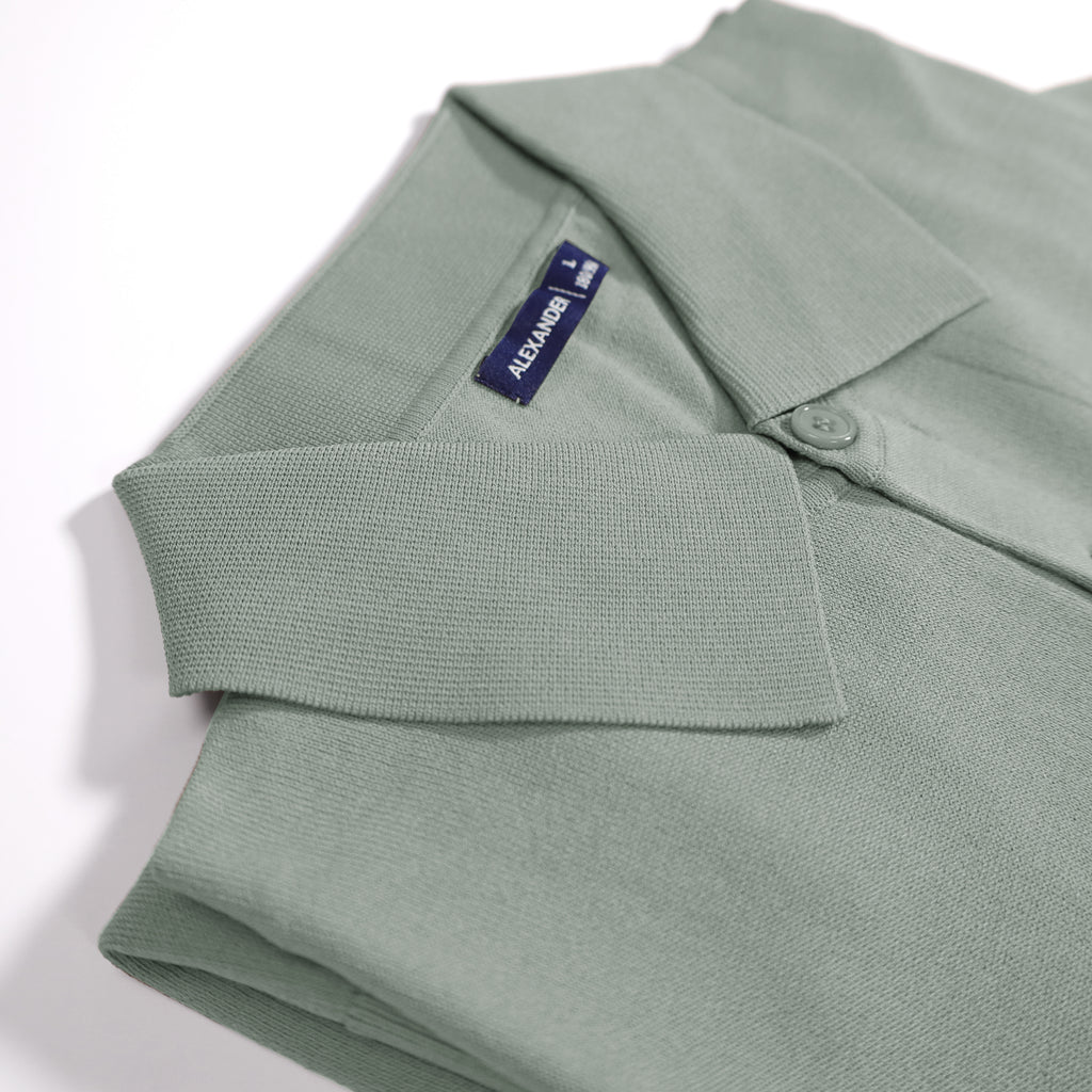 LIGHT WEIGHT KNIT POLO (Sage Green)