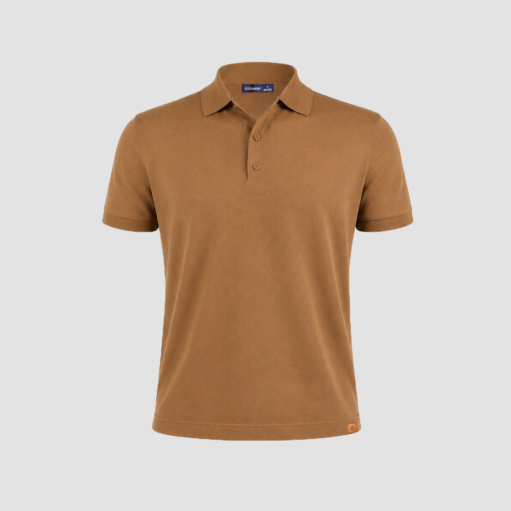 LIGHT WEIGHT KNIT POLO (Brown)